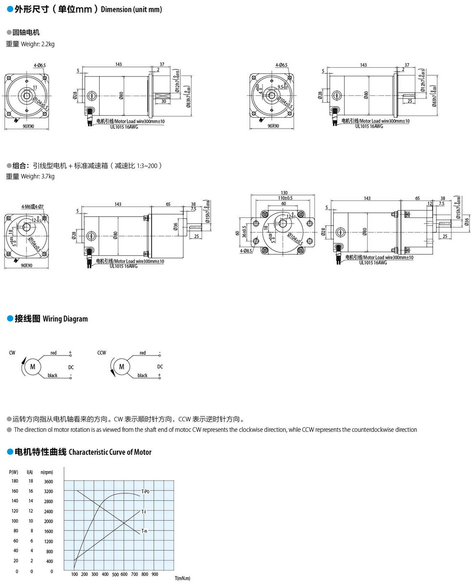 有刷直流電機(jī)120W